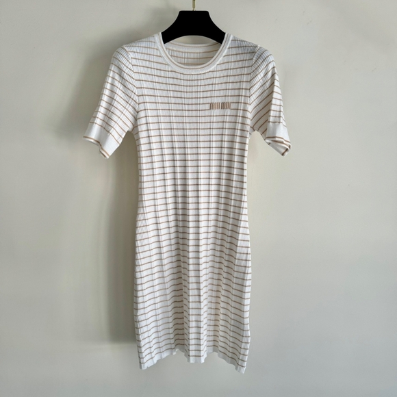 Miu Miu Dresses & Skirts - Miu Miu white striped knitted dress size M